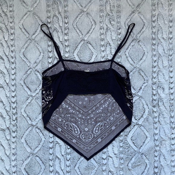 Garage Dark Blue Cowboy Bandana Crop Top - Picture 2 of 5